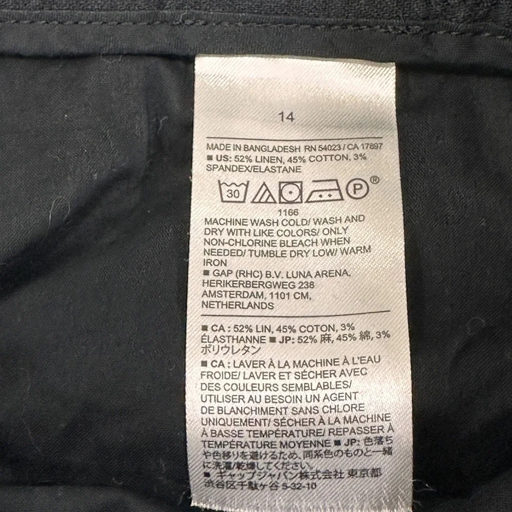 Banana Republic Linen Blend Pleated Pants Womens 14 Black Capsule‎ Minimalist